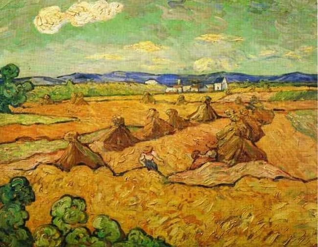 Wheatfield with sheaves and reapers, Vincent Van Gogh